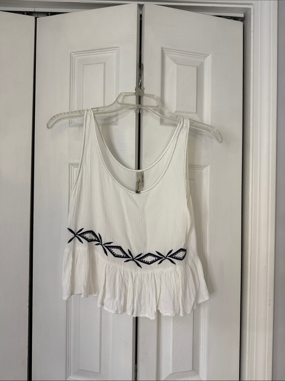 Women’s White Ruffle Tank Top